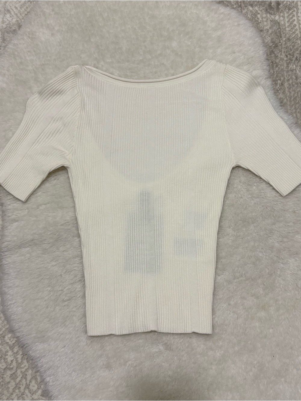NWT H&M ivory ribbed stretchy cap sleeve cropped fit top